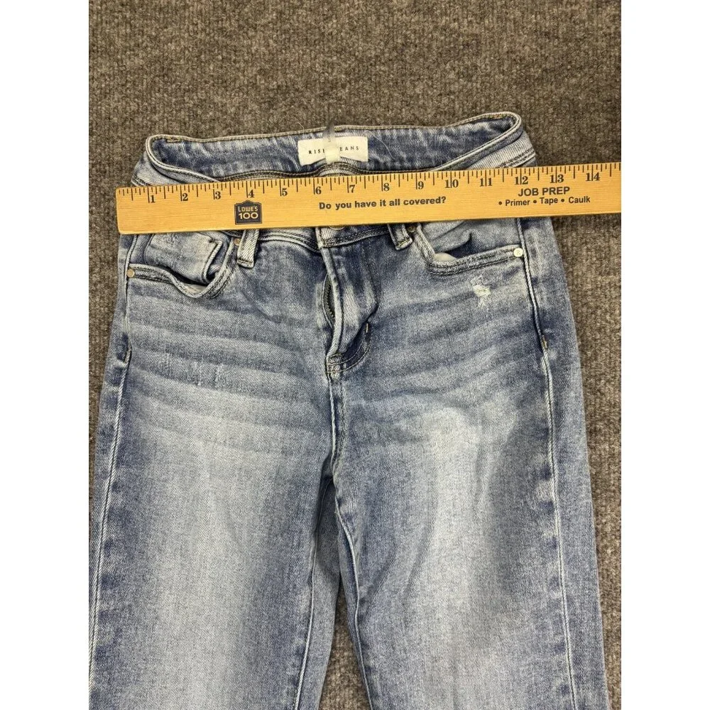 Risen Jeans Bootcut Jeans Womens 0 Light Wash Blue Mid Rise Stretch 24x30.5 - Picture 3 of 9